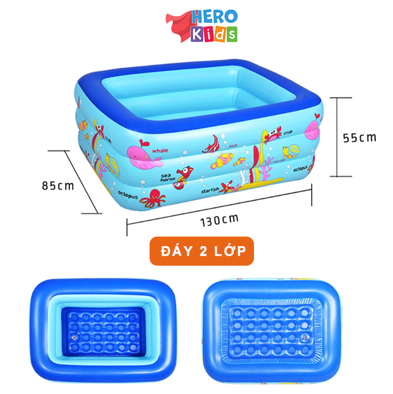 Bể bơi cho bé, hồ bơi phao trẻ em cao cấp HERO KIDS 1m3