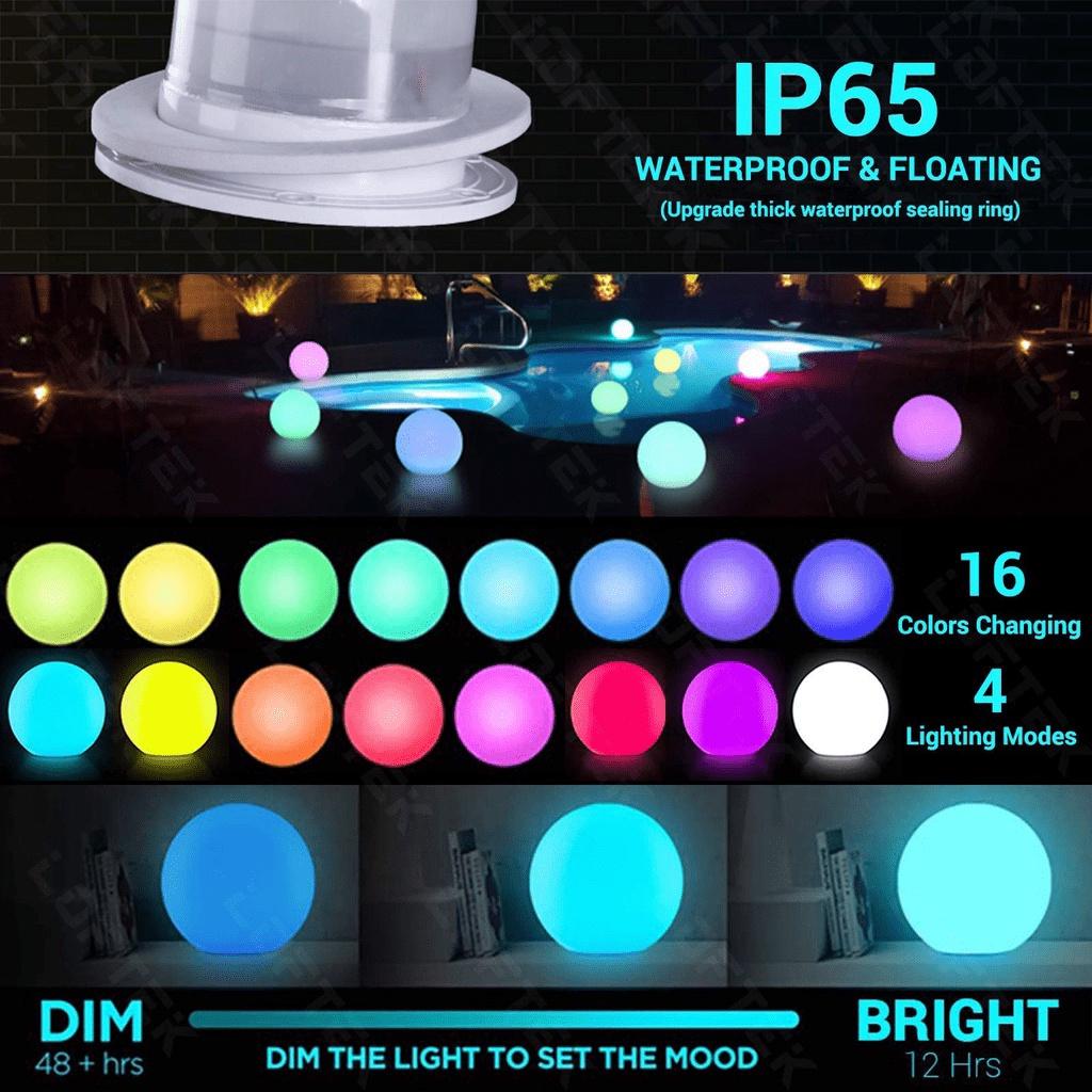 Bộ 8 bóng thả nổi trên nước Led RGB nhấp nháy điều khiển từ xa chống nước IP65