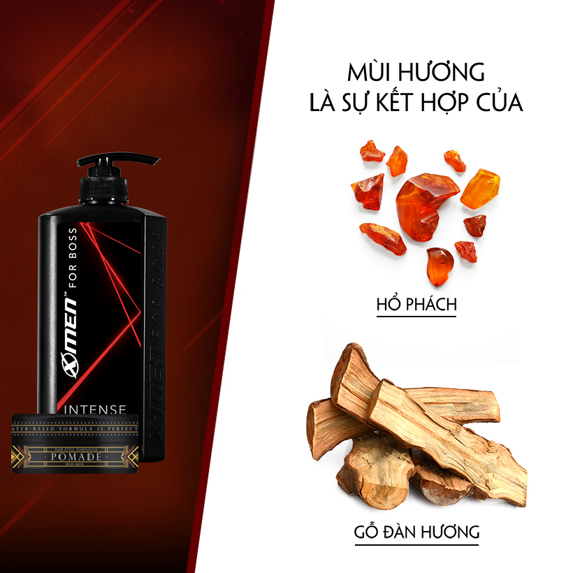 Combo Dầu gội nước hoa X-Men for Boss Intense 650g + Pomade tạo kiểu tóc X-Men For Boss High Hold 60g