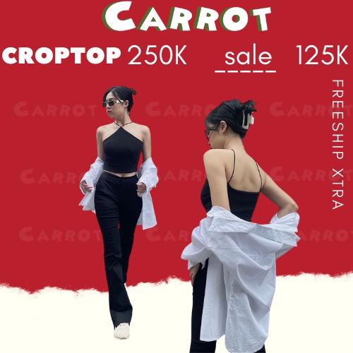 Áo Croptop Yếm 2 Dây Sợi Bún Gân Tăm Dáng Ôm Thon Gọn Mềm Mịn Carrotxinhdep