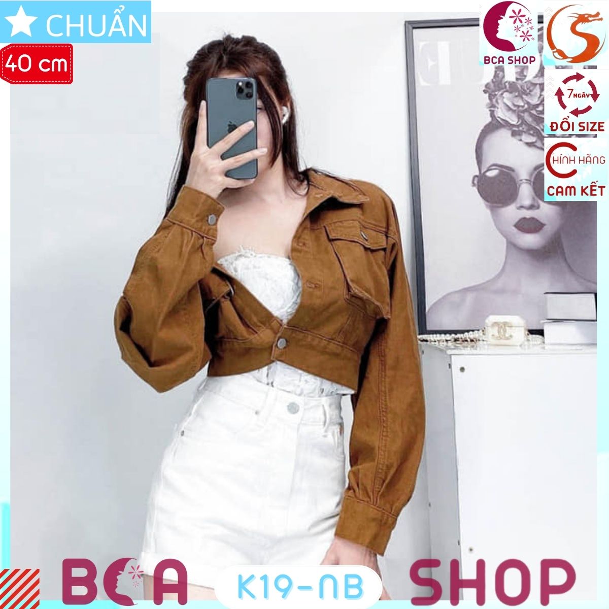 Áo khoác Jeans nữ K19 ROSATA tại BCASHOP màu vàng nâu bò phong cách cá tính và thời trang, rất độc đáo và nổi bât