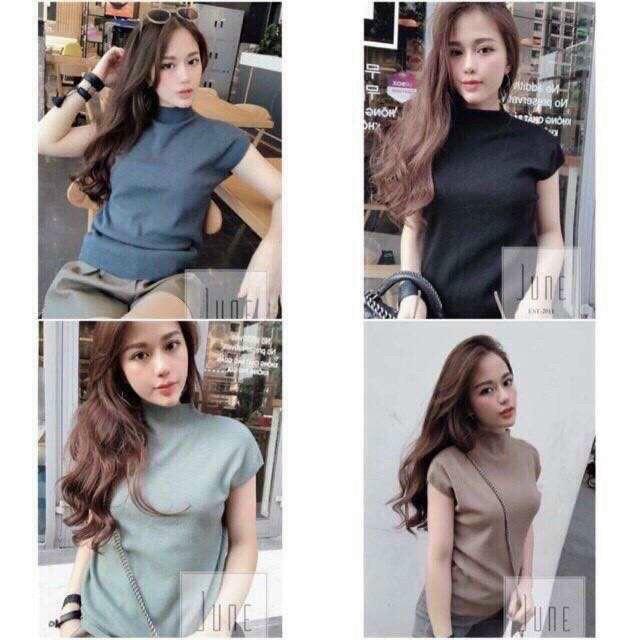 Áo len lông thỏ tay hến cổ 3p nhiều màu