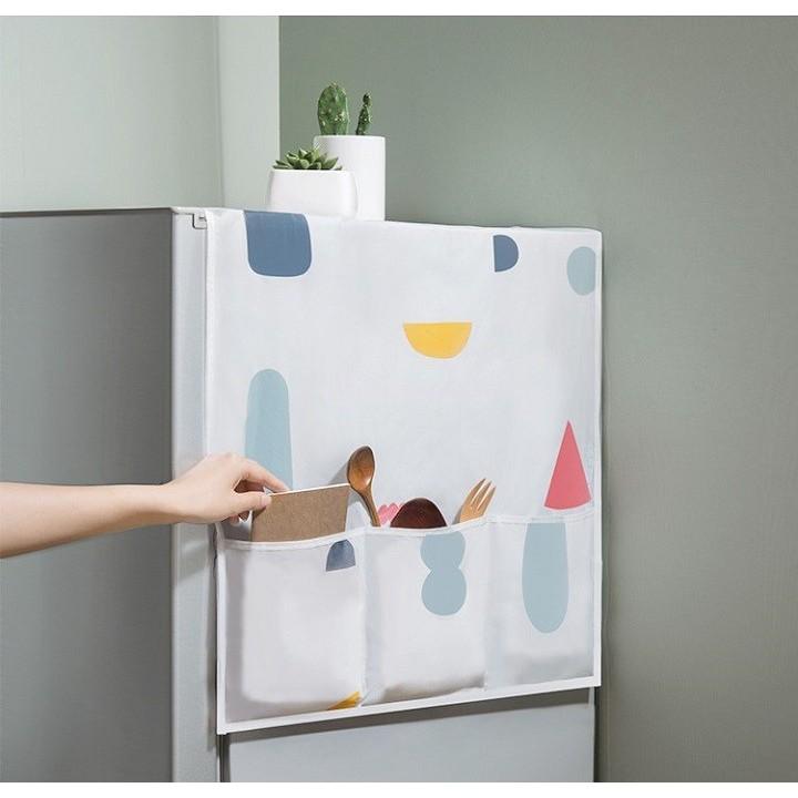 Tấm Phủ Tủ Lạnh/ Che Tủ Lạnh Chống Thấm Nước kiêm đựng đồ tiện ích