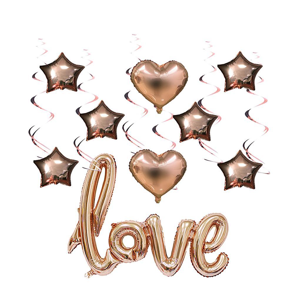 Pack of 15 Love Heart Foil Balloon Star Balloon Mylar Balloons Party Supply