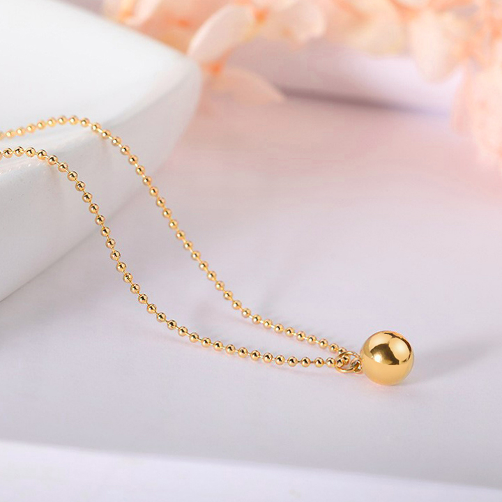 Dây chuyền titan mặt viên bi tròn thời trang WDC871 Không đen không rỉ sét