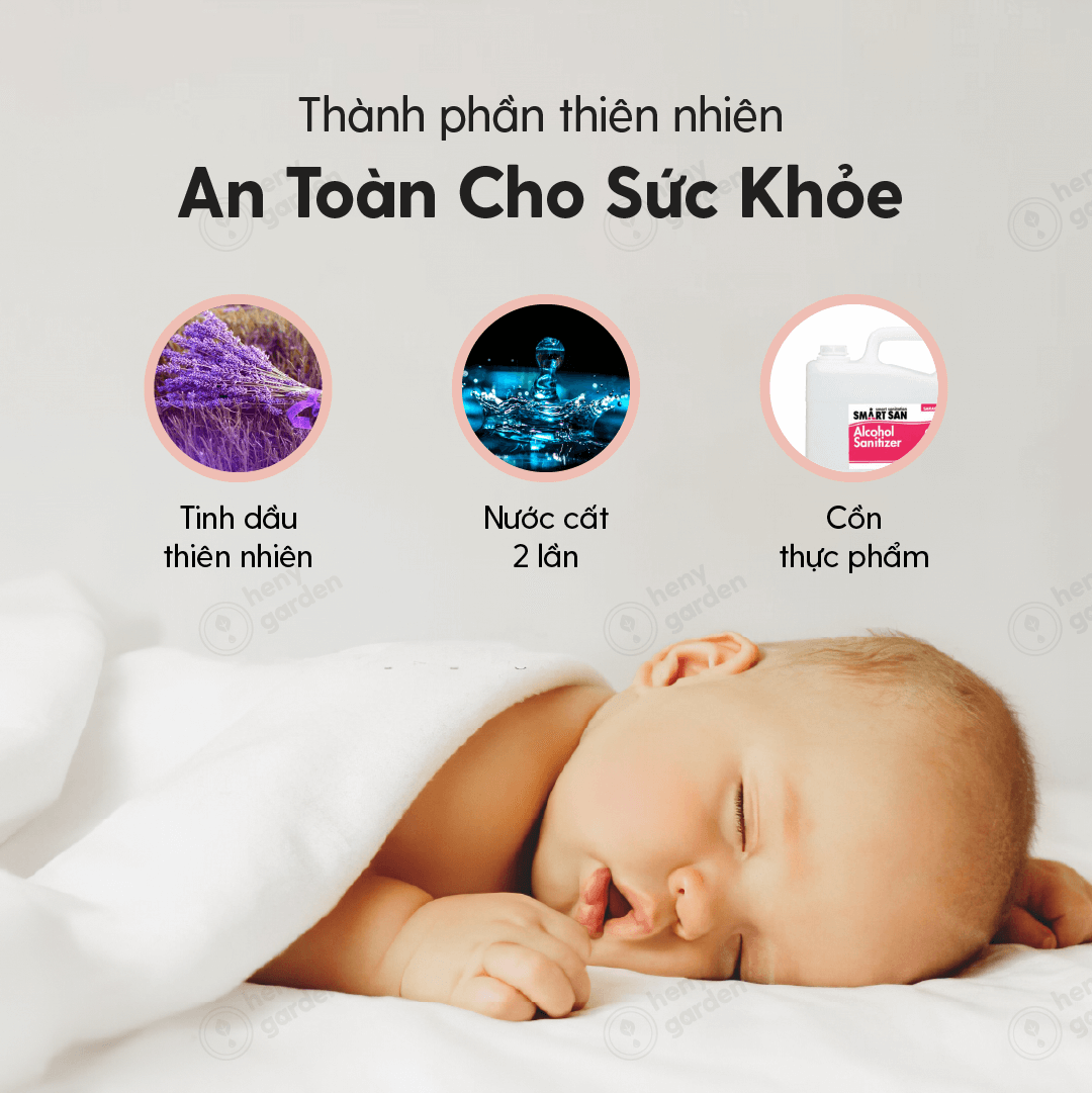 Xịt Thơm Phòng Thiên Nhiên, Ướp Hương Tủ Quần Áo, Khử Mùi Hôi Giày, Khử Mùi Chó Mèo & Diệt Khuẩn – Hương Cam Chanh Sả 100ml Heny Garden