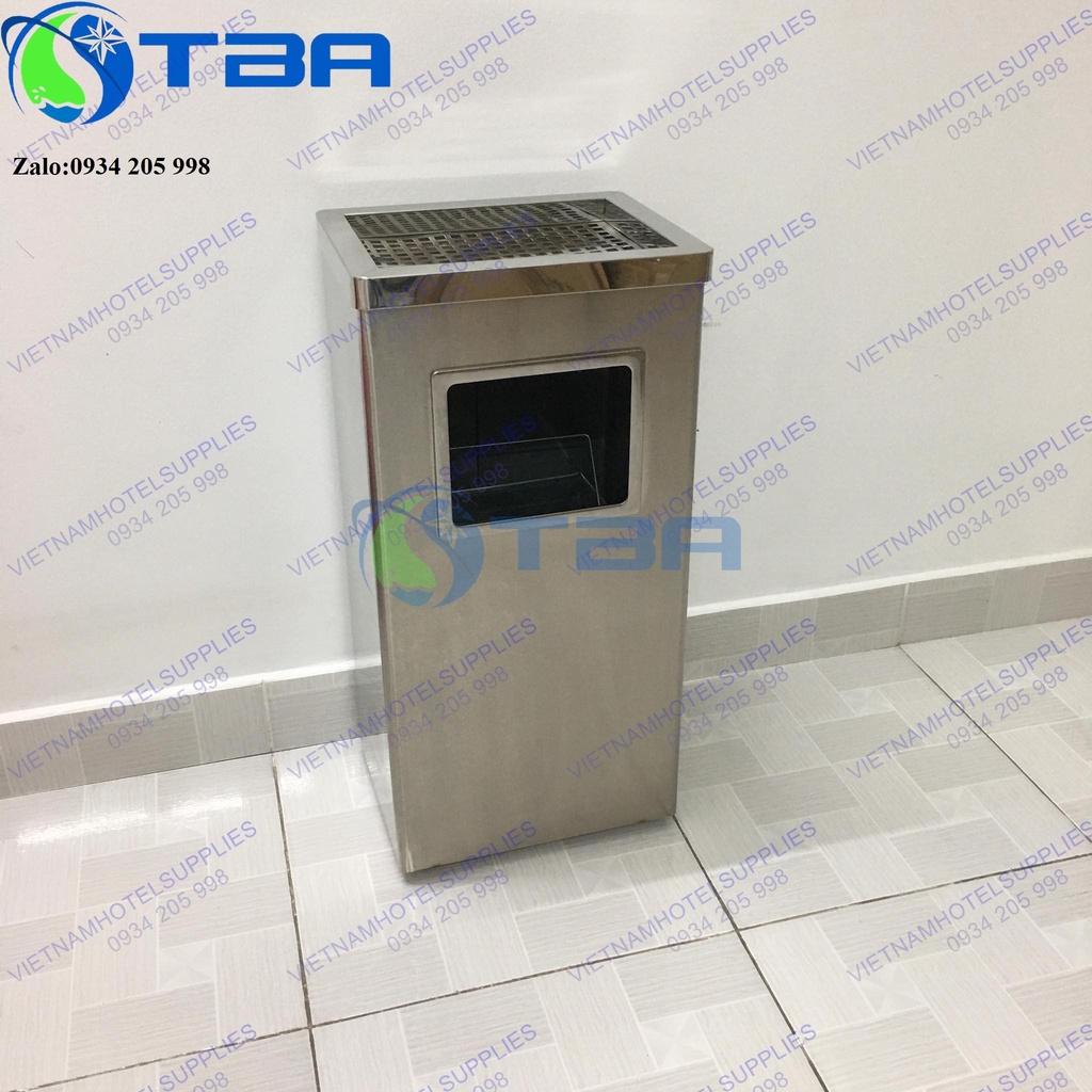 Thùng rác gạt tàn inox kiểu dáng chữ nhật nhập khẩu cao cấp