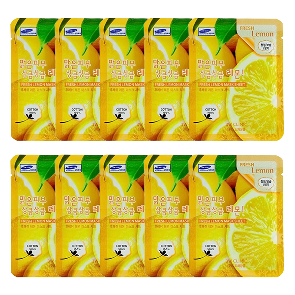 Combo 10 Gói Mặt Nạ Chiết Xuất Chanh 3W Clinic Fresh Lemon Mask Sheet