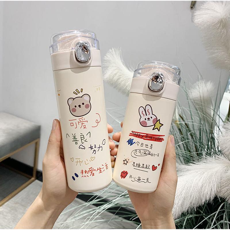 320Ml/450Ml Dễ Thương Phong Cách Hàn Quốc Bình Giữ Nhiệt Sáng Tạo 304 Bình Bằng Thép Không Gỉ Máy Hút Chân Không Trà Cà Phê Sữa cốc Du Lịch Nhiệt Cup