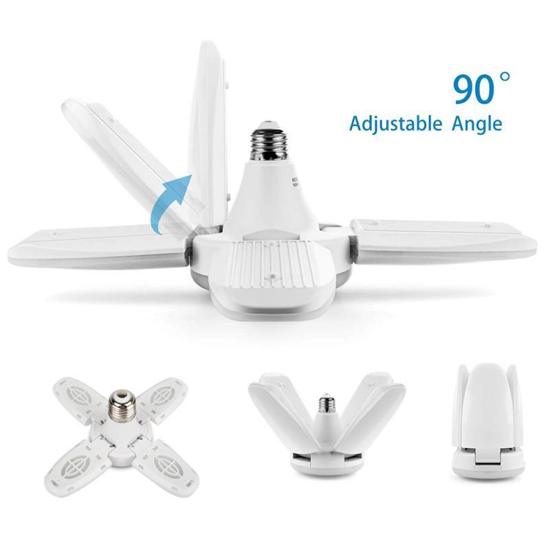 Đèn nhà để xe LED với 4 tấm có thể điều chỉnh E27 Cửa hàng trần Đèn làm việc 30W 80W 3800 bóng đèn cho hội thảo ánh sáng công nghiệp
