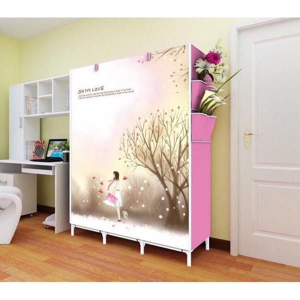 Tủ Vải Đựng Quần Áo 3D 3 Buồng 8 Ngăn Đa Năng - Tiện Dụng