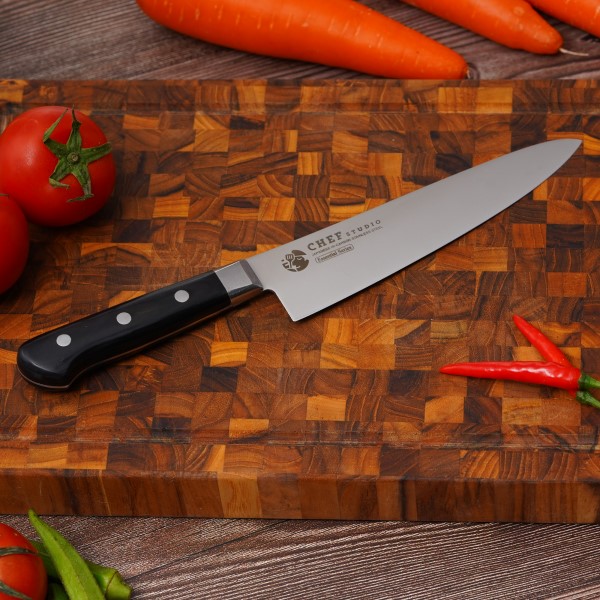 [Hàng chính hãng] Dao đầu bếp thái thịt cá Chef Studio Essential Chef 180mm, Lưỡi thép không gỉ AUS8, độ cứng lên đến 59HRC, cán gỗ pakka full-tang chắc chắn, nắp chặn bằng thép không gỉ - CHS202