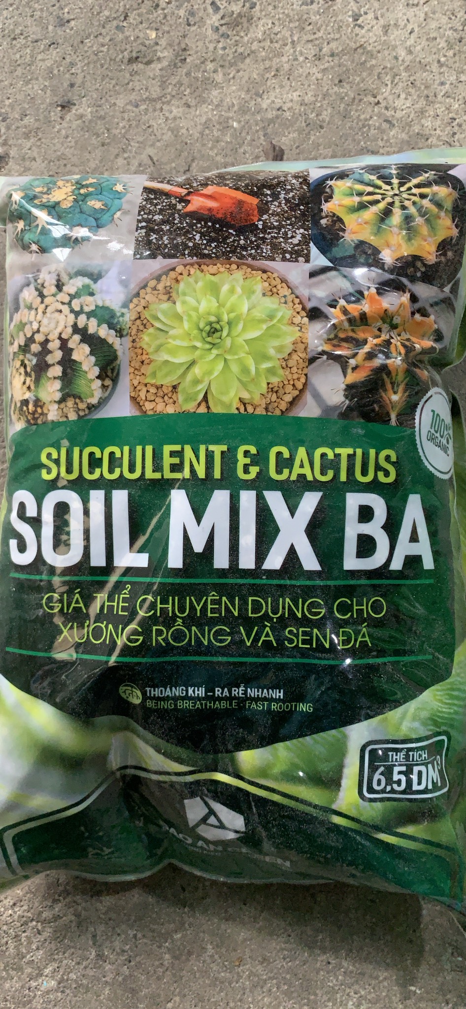 Đất trồng sen đá, xương rồng Soil Mix BA trộn sẵn 6,5 lít