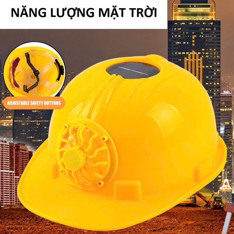 Mũ Bảo Hộ Lao Động Có Quạt Chạy Bằng Năng Lượng Mặt Trời An Toàn Hiện Đại: