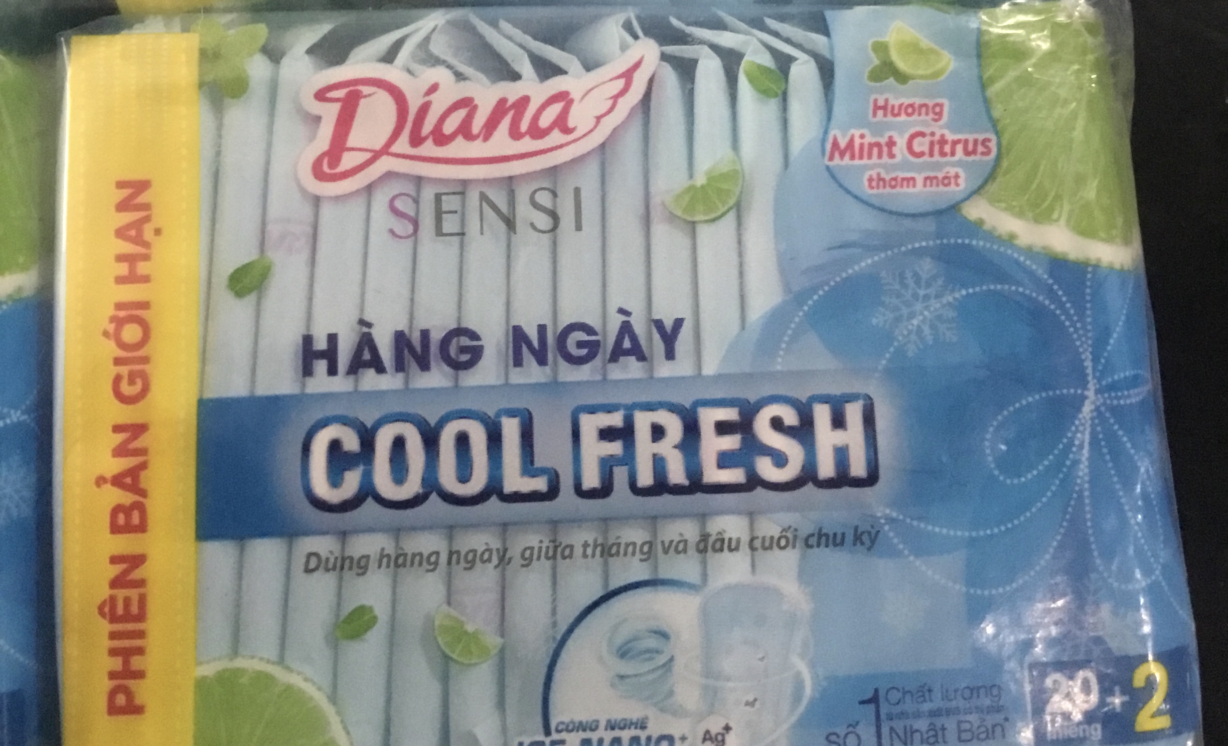 (15.5cm Không Cánh)- 1 Gói Băng Vệ Sinh Diana Hàng Ngày Sensi Cool Fresh- Mỗi Gói 20 Miếng- HSD luôn mới