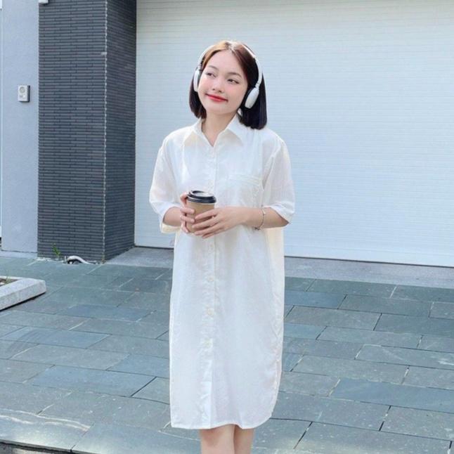 Váy sơ mi nữ FM Style dáng dài túi xẻ 2 bên kiểu dáng form rộng thời trang Hàn Quốc 208260052