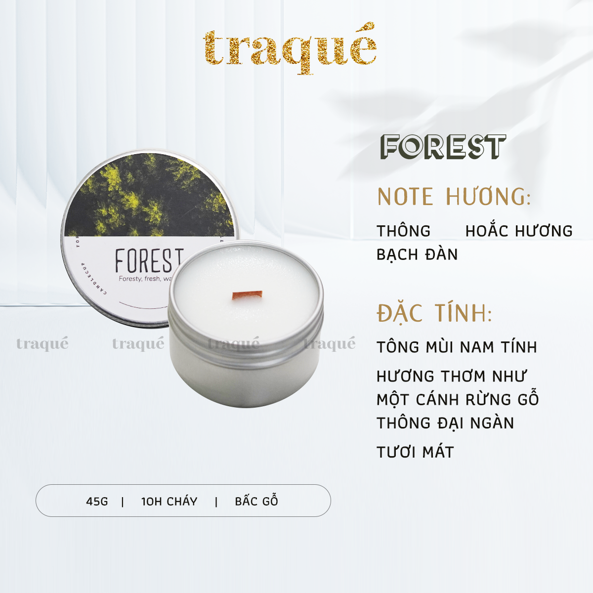 Nến thơm tinh dầu cao cấp không khói an toàn Candle Cup - Forest/Hương rừng - XS - 45g (Hủ thiếc)