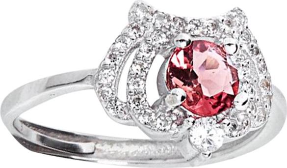 Nhẫn Bạc Vương Miệng Mặt Đá Tourmaline Hồng Ngọc Quý Gemstones N1