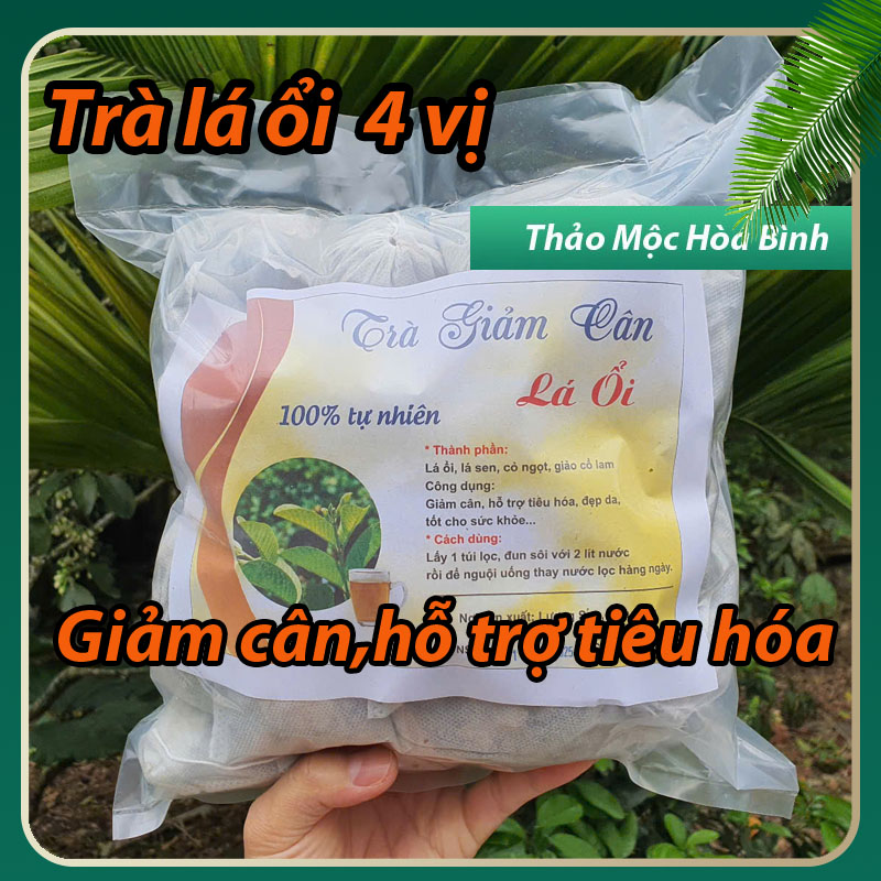 Gói 30 túi trà lọc 4 vị lá ổi lá sen cỏ ngọt giảo cổ lam hỗ trợ tiêu hóa giảm cân-Uống cả tháng