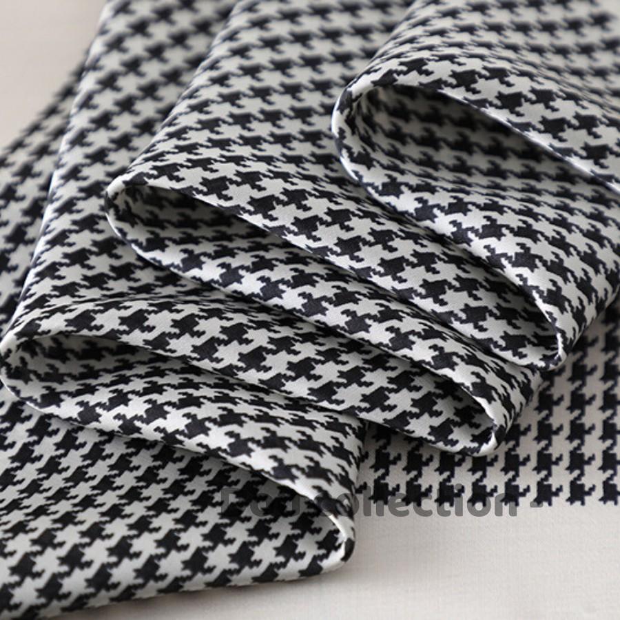 Khăn Turban (Khăn Lụa Vuông) Cao Cấp Họa Tiết HOUNDSTOOTH  - Chất Liệu Chiffon - 70x70cm - Mã KL049