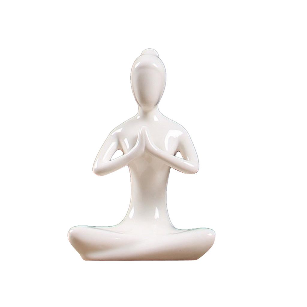 2x Ceramic Yoga Figure Ornament Statue Sculpture Desk