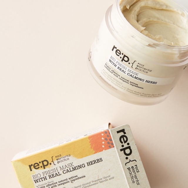 Mặt Nạ REP Đất Sét Giảm Sưng Viêm Dành Cho Da Dầu Mụn RE:P Bio Fresh Mask  With Real Calming Herbs 130g tặng kèm mặt nạ Su:m (màu ngẫu nhiên) - Mặt