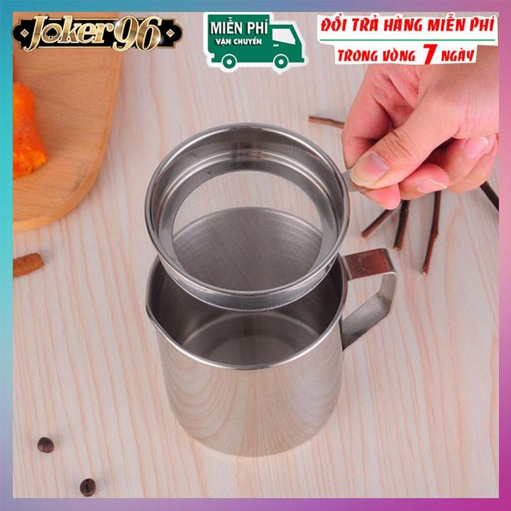 Ca Lọc Dầu Ăn Có Lưới Lọc Cặn Bằng INOX 304. Bình Đựng Dầu Chiên Lọc Cặn Dung Tích 1,2L. Ca Lọc Cặn Dầu Ăn Nhà Bếp