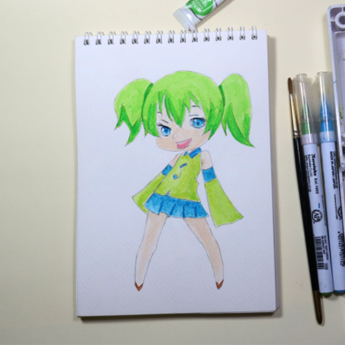 Sổ vẽ Green Art MOW74 giấy A5 có vân vẽ chuyên dụng chì và màu nước lên màu đẹp giữ được độ trong, định lượng 260gsm 15 tờ - Hàng chính hãng