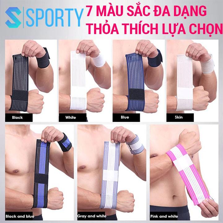 Băng cổ tay nâng tạ, tập GYM chất vải mềm mại co dãn SPORTY 1128 chống chấn thương chất liệu cao cấp