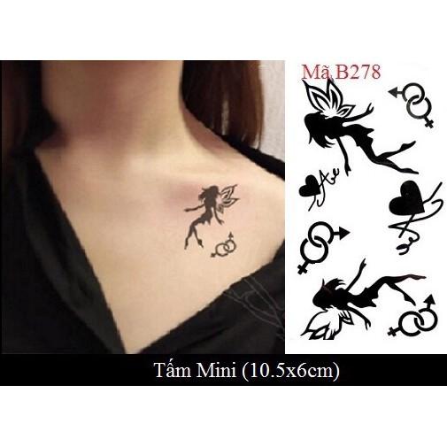 Hình xăm dán noel tattoo giáng sinh cánh và thiên thần 10x6cm