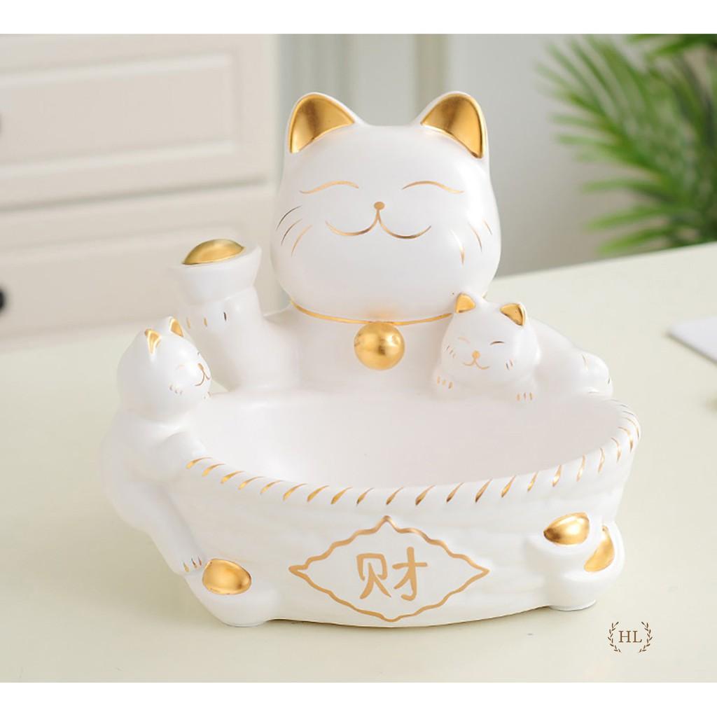 MÈO THẦN TÀI | MÈO SỨ THẦN TÀI MANEKI NEKO | MÈO SỨ ĐỂ CHÌA KHÓA, KẸO, VẬT DỤNG CÁ NHÂN QUẦY TIẾP TÂN - TỦ GIÀY