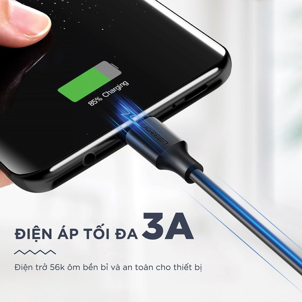 Cáp sạc nhanh UGREEN US287 USB 2.0 sang USB Type-C, điện áp 3A, độ dài từ 0.25m đến 2m - Hàng chính hãng