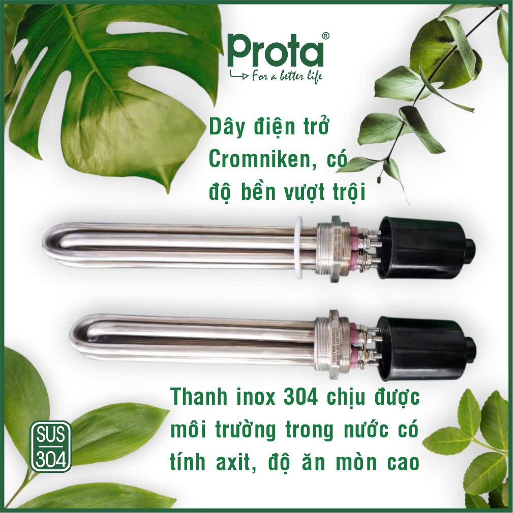 [CHÍNH HÃNG] Thanh điện trở inox 304 Prota – dây cromniken bền bỉ – phù hợp nồi hơi, máy xông, bình nóng