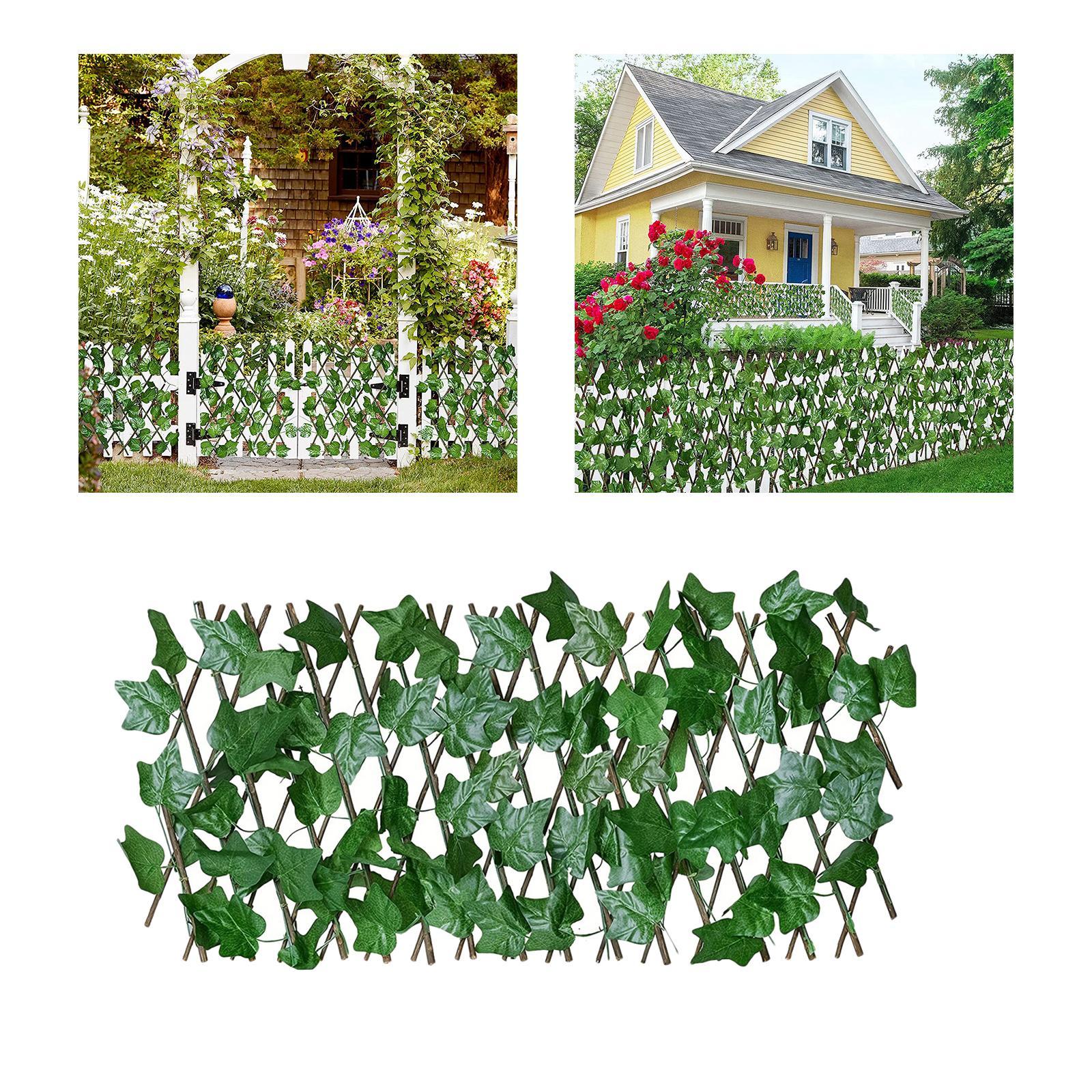 Artificial Faux Privacy Fence, Faux Ivy Fencing Panel, Artificial Hedges Expandable/Stretchable Artificial Leaf Ivy Privacy Fence for Backyard
