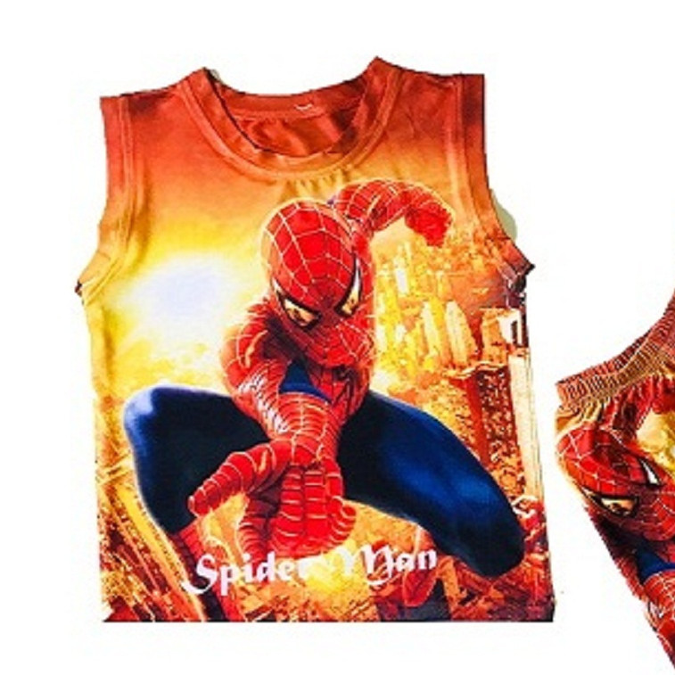 Đồ bộ ba lỗ 3D hình Spider Man Lửa cho bé trai 10-40kg