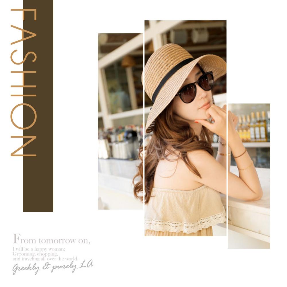 Women's Ladies Fashion Summer Beach Sun Visor Wide Brim Stripe Floppy Hat HBJYT