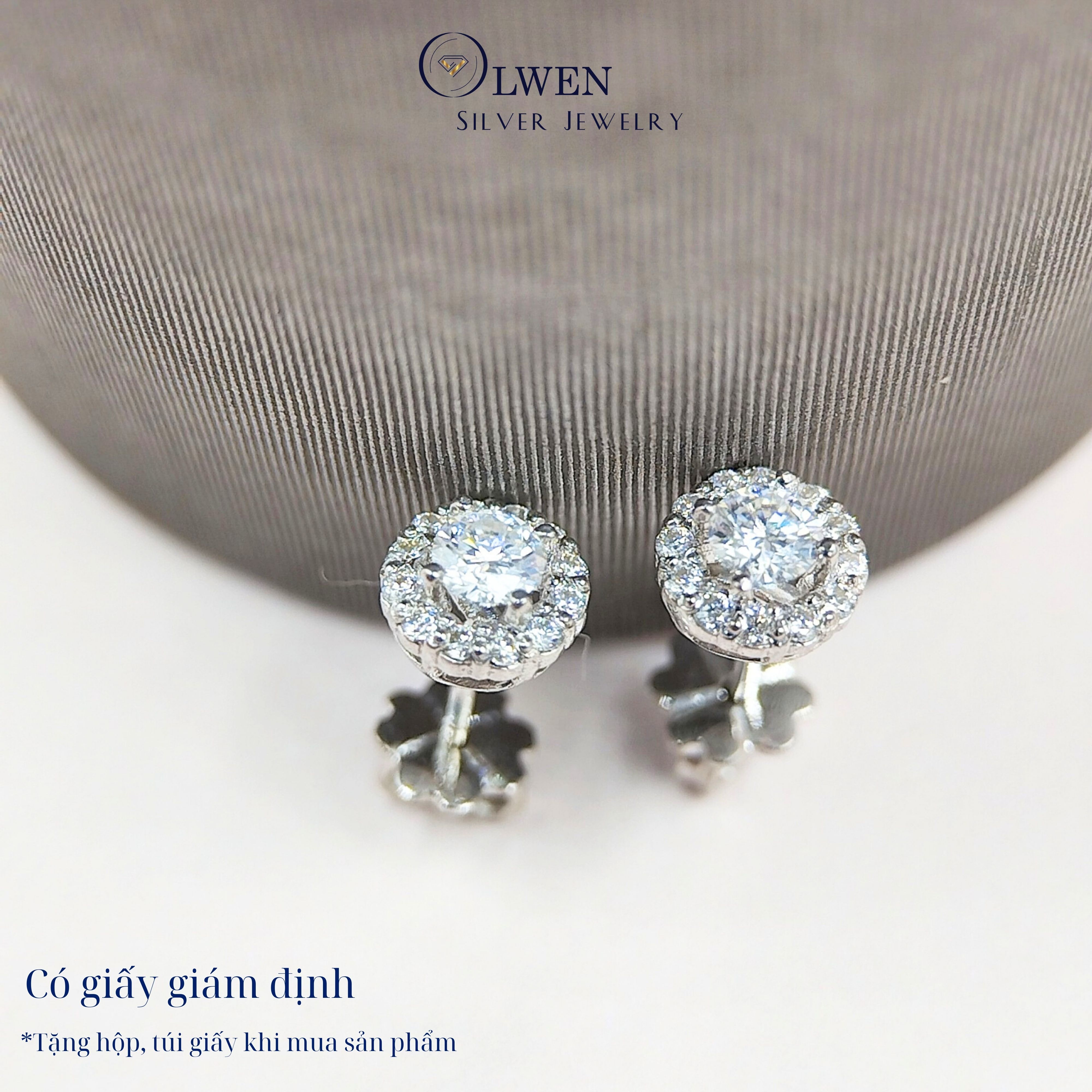 Đôi Bông Tai Nữ Bạc 925 Olwen Đính Kim Cương Moissanite