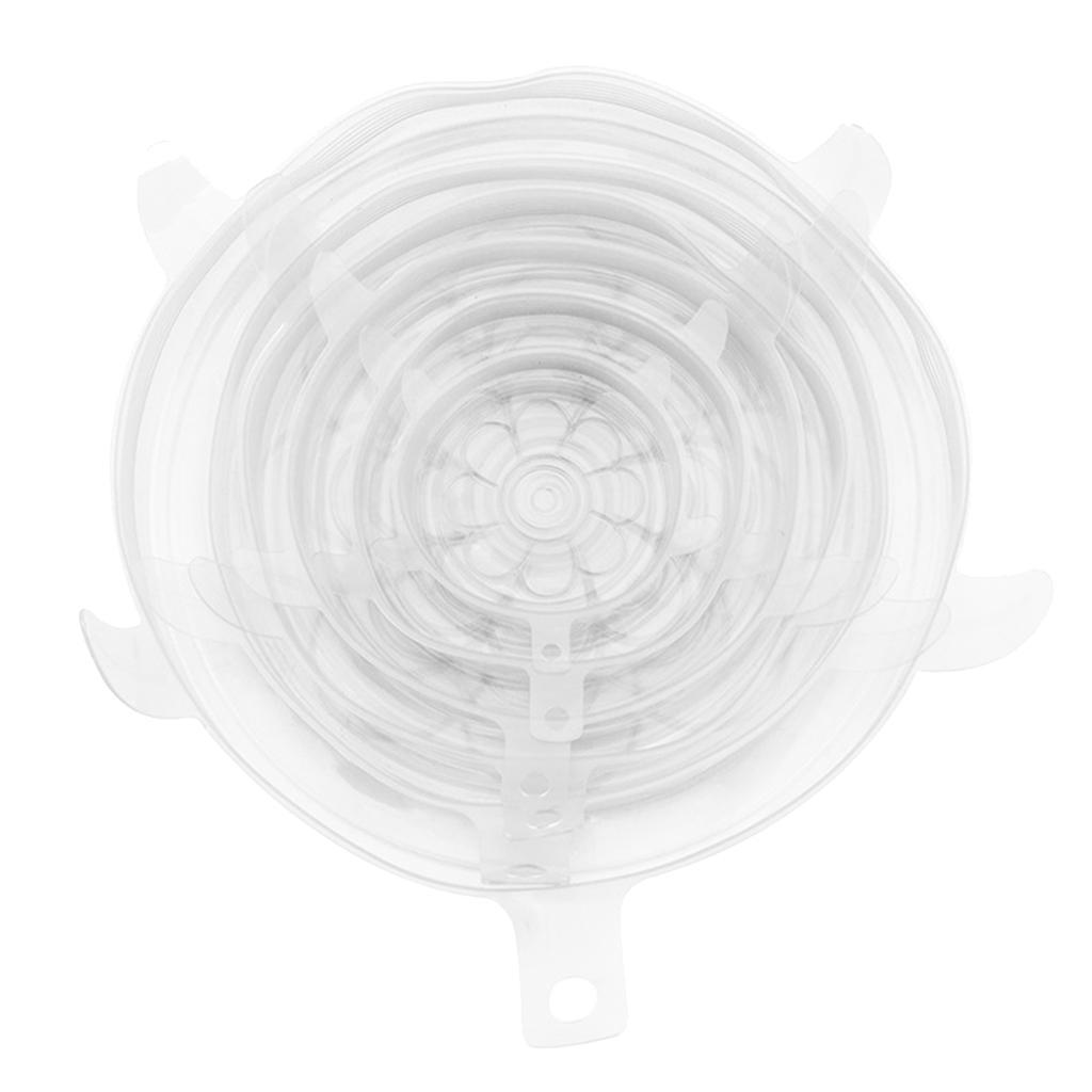 6pcs Silicone Wraps Seal Bowl Covers Food Storage Clear