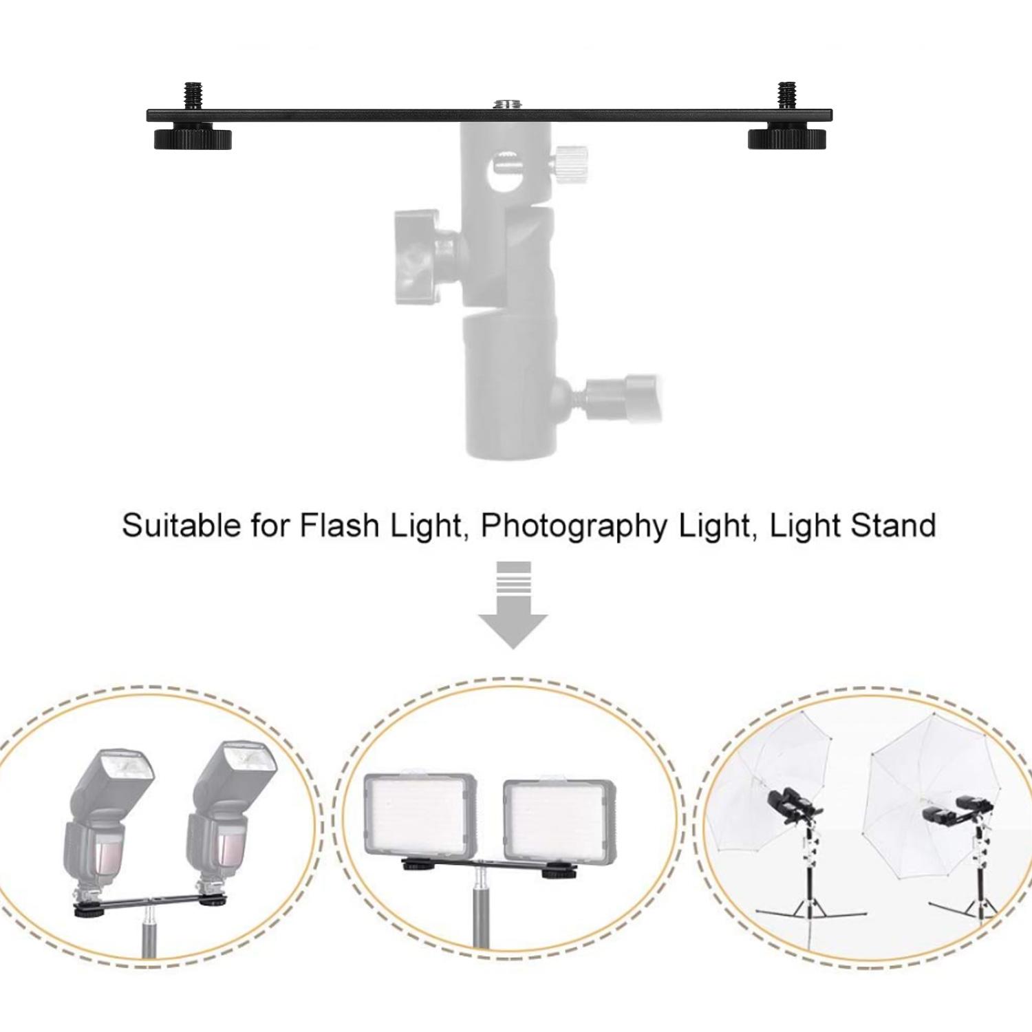 Giá đỡ chân máy ảnh kép đèn flash Thanh mở rộng với vít 1/4 inch cho máy ảnh DSLR
