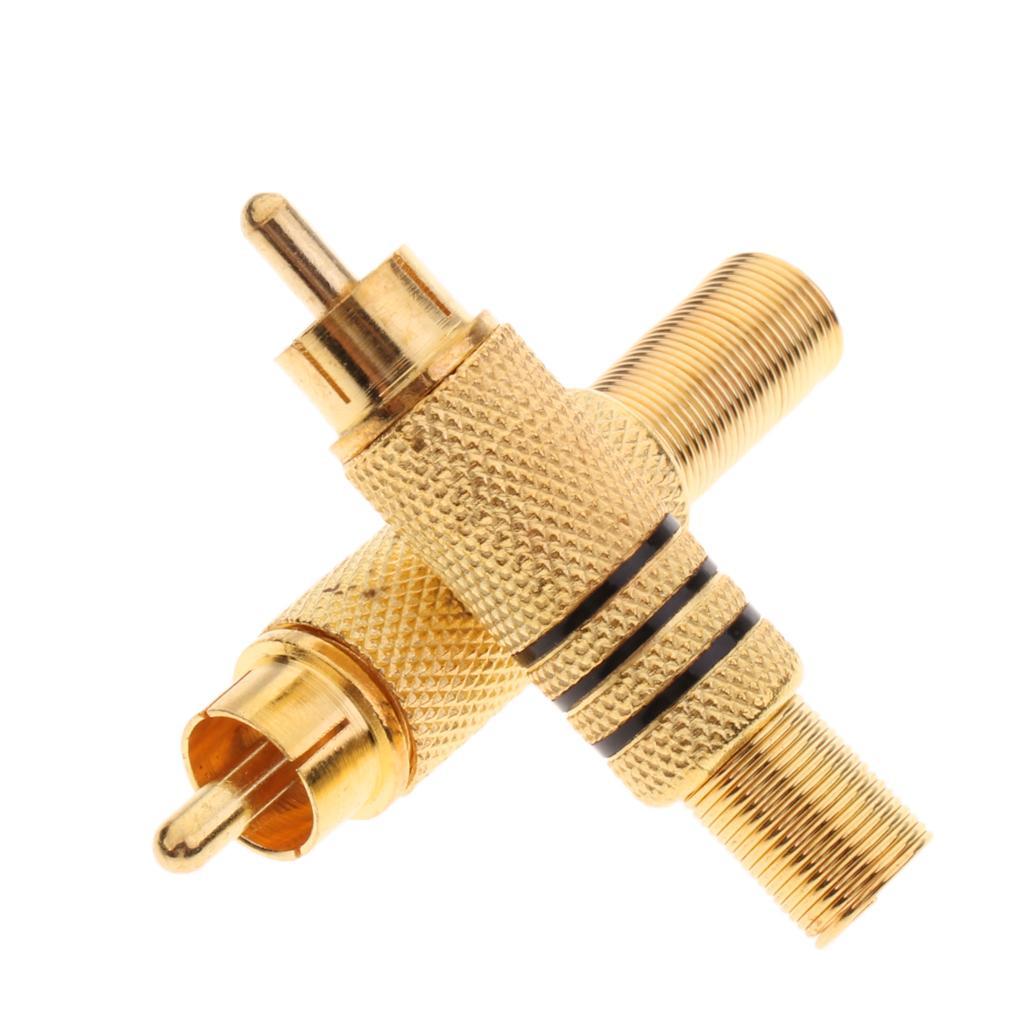 10xRCA Male Plug Solder Audio Video Cable Cord Adapter Connector Gold Plated