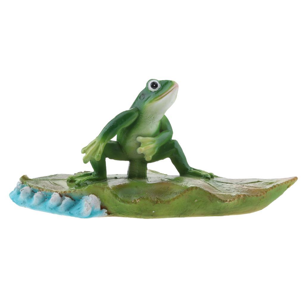 Summer Water Surffing Lotus Leaf Frog Statue Ornament Bathtub Animal