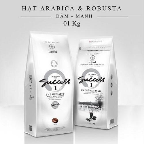 Combo 2 Bịch Cà Phê Pha Máy Hạt Mộc Success 1 - Trung Nguyên Legend - Arabica, Robusta (Gói 1 kg, Gu đậm mạnh)