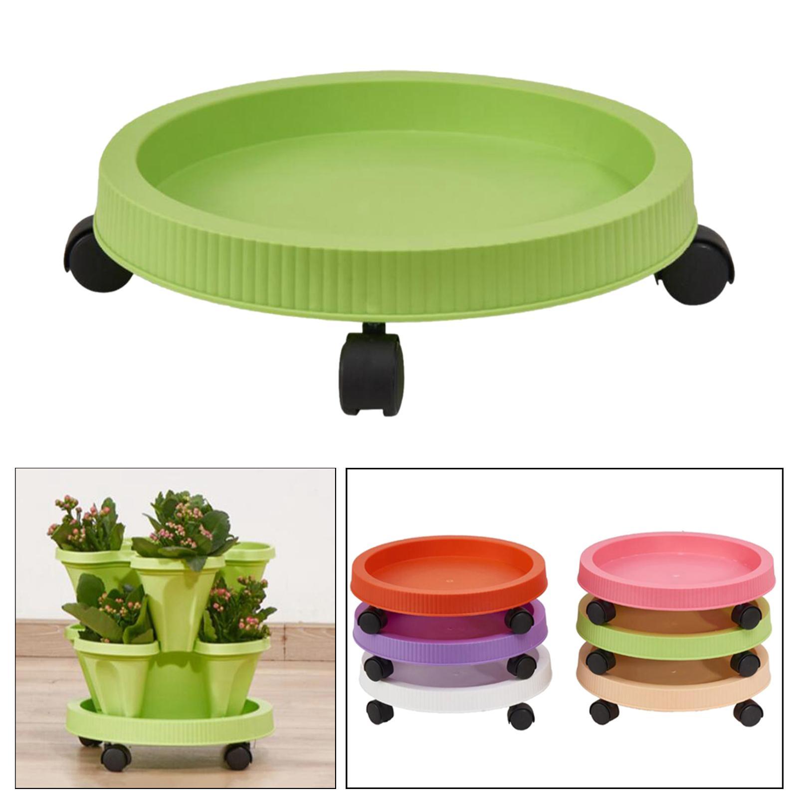 Rolling Flower Pot Tray with Wheels Plant Saucer Potted Flower