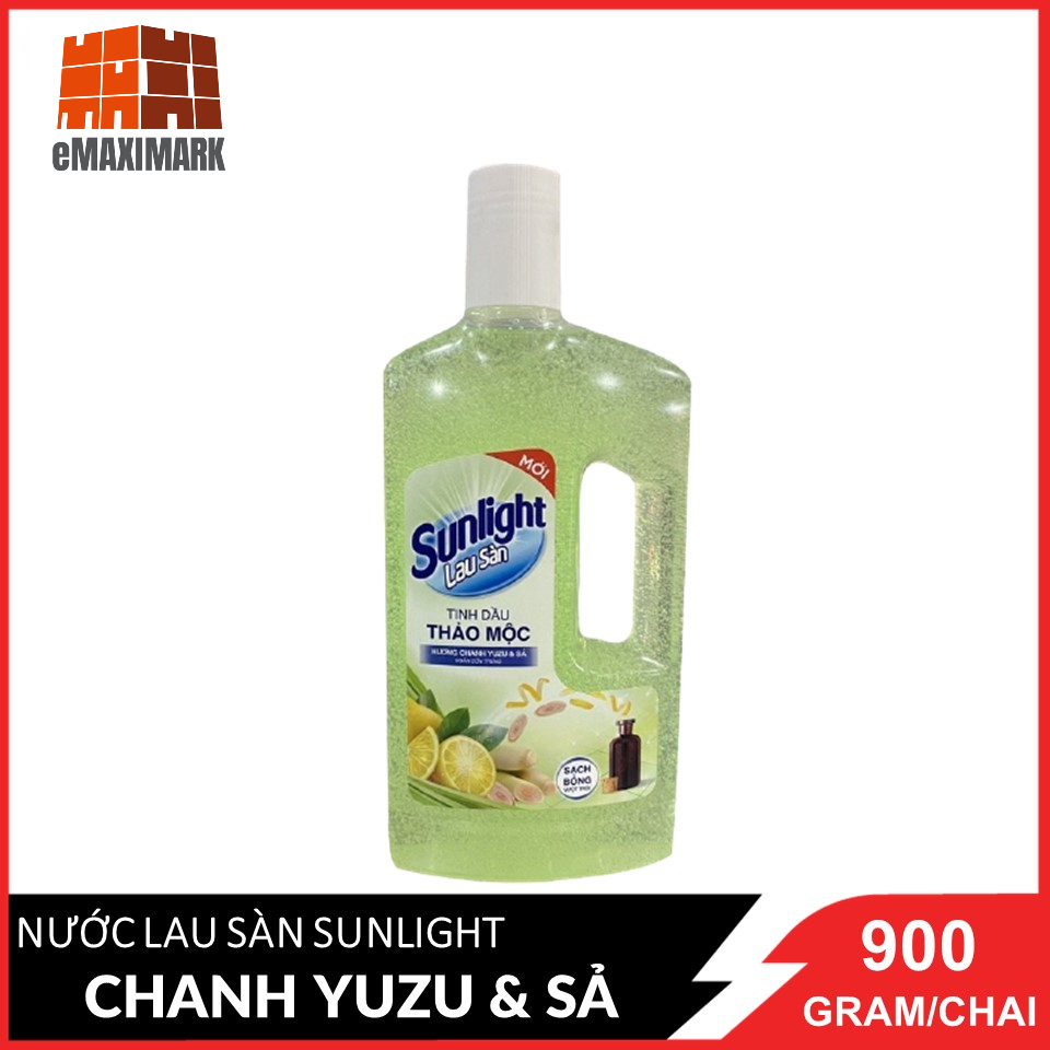 Nước lau sàn Sunlight Thiên nhiên chiết xuất Chanh Zuzu &amp; Sả chai 900g