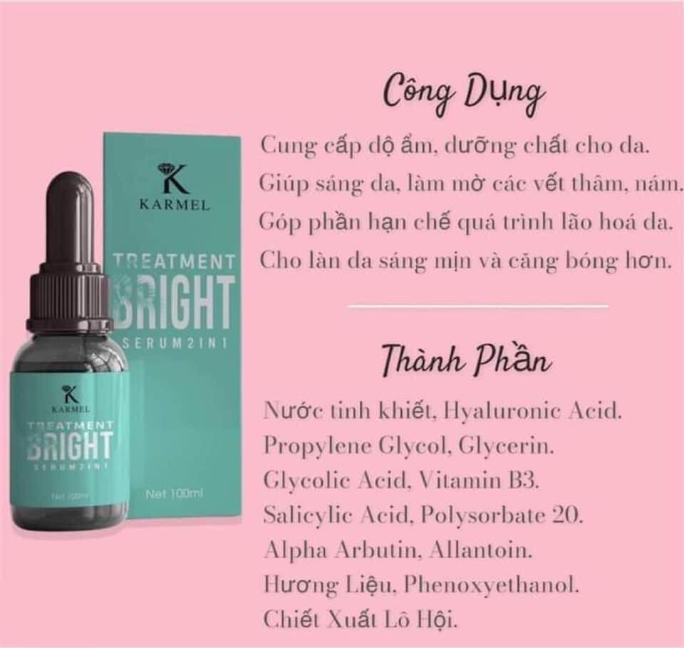 Serum giảm thâm và căng bóng da KARMEL TREATMENT BRIGHT 10ml-50ml ( mẫu mới )