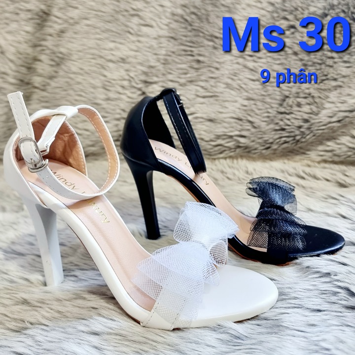 Giày Sandal Nữ Cao Gót 7 Phân Gót Nhọn Quai Nơ Dễ Thương - MS 030