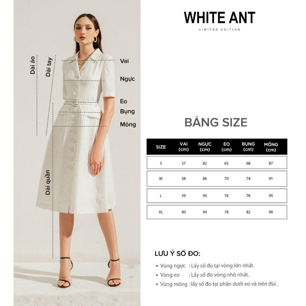 Đầm Xòe Tay Bồng WHITE ANT NOELLE ROUND NECK DRESS Thiết Kế Chiết Eo Tôn Dáng, Chất Liệu Linen Rayon Cao Cấp 120400156