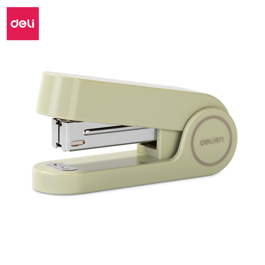 Dập ghim học sinh văn phòng mini Deli 25 trang, Ghim bấm giấy số 12 màu pastel, nhỏ gọn, tiện lợi