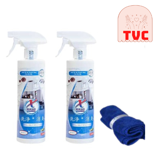 Combo 2 Chai Xwash For Kitchen 500ML - Vệ Sinh Không Hóa Chất - Đánh Bay Dầu Mỡ, Sạch Sẽ Nhà Bếp, Tặng Kèm Khăn Lau Bếp