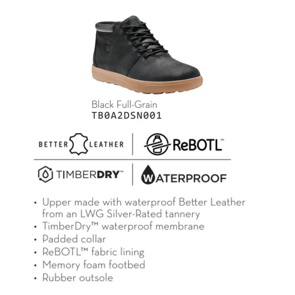 Timberland Giày Nam Boot Cổ Trung Ashwood Park Waterproof Leather Chukka Black Full Grain TB0A2DSN01